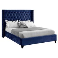 Cama Tapizada Capitoné LeMueble 2 plazas Azul