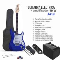 Guitarra Eléctrica Strato Azul con Amplificador Joyo 10W