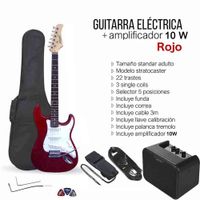 Guitarra Eléctrica Strato Roja con Amplificador Joyo 10W