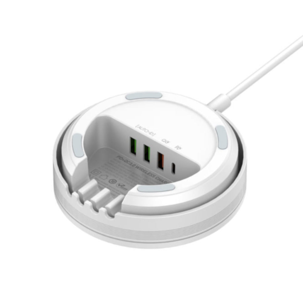 Cargador de Escritorio de 32W Carga Rápida AW003 Inalámbrica y 4 Puertos