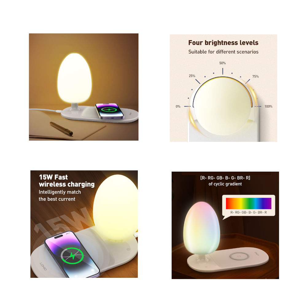 Lámpara de Escritorio Ldnio Y3 con Carga Rápida Inalámbrica 15 W