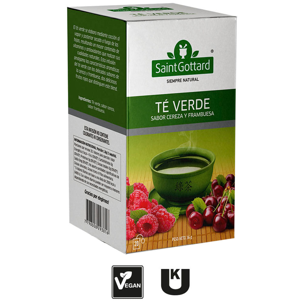 Infusión SAINT GOTTARD Té verde Cereza Frambuesa Caja 20un