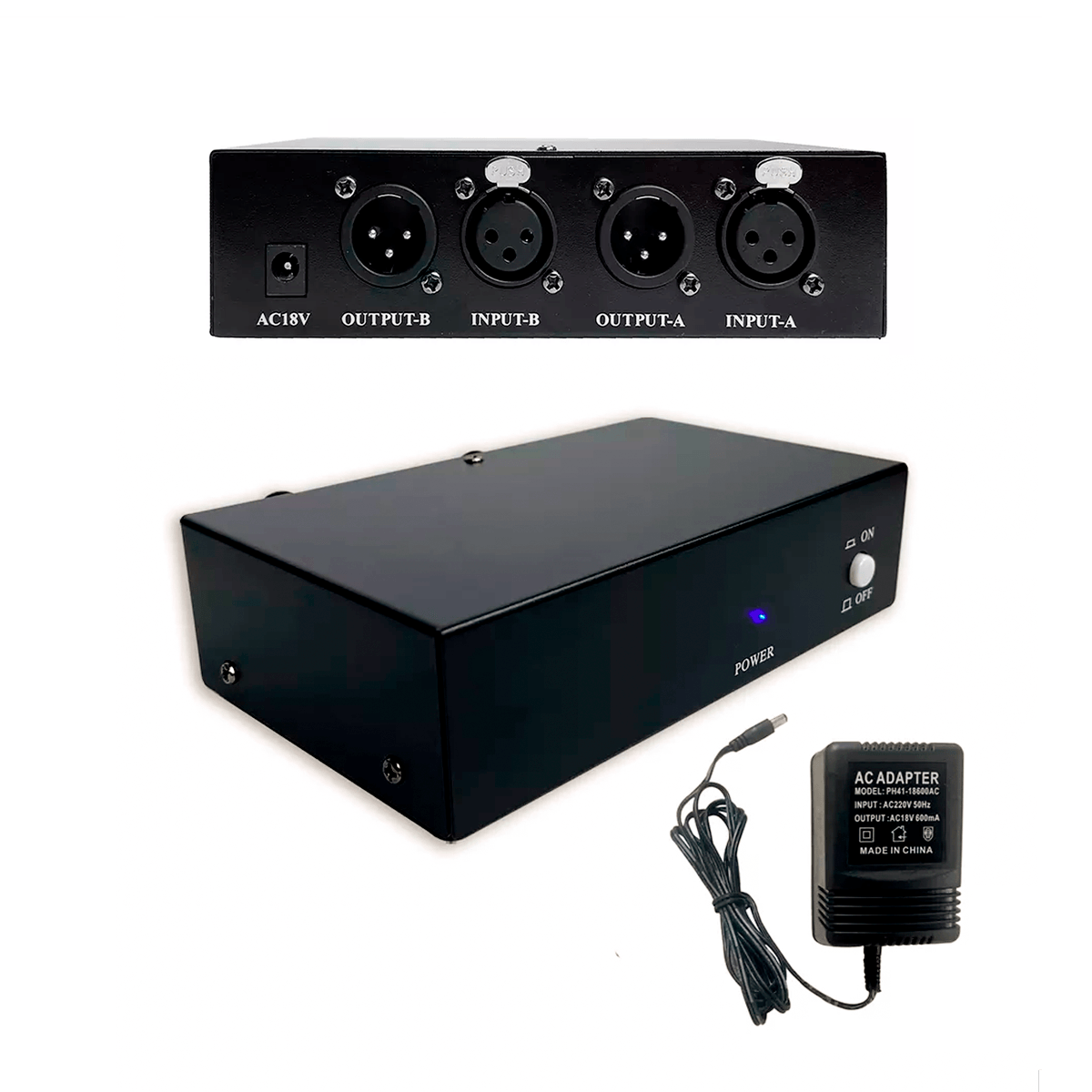 Phantom Power 48V para 2 Micrófonos Condensadores de Estudio