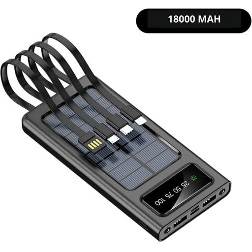 Bateria Externa Solar Powerbank 18000 mAh 4 Cables Aire Libre CP-Z1