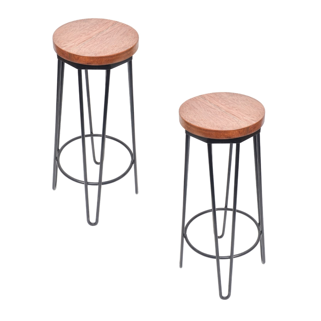 SET X 2 Und Banco Bar METHOME de Metal Fijo Negro