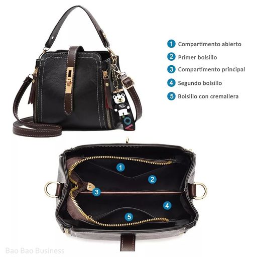 Cartera de Cuero para Mujer Morral Juvenil Negro Elegante Carteras Pequeñas  de Moda