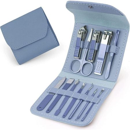 Set De Cortauñas Con Estuche Portátil De 12 Piezas Color Celeste  562CL02