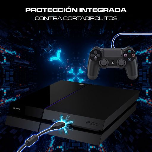 Cable Cargador para Mando PS4 Cable Dualshock 4 Negro 1.8 Metros - Promart