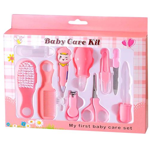 Set Higiene 10 Piezas Cuidado Manicure Bebe Multifuncional Set Bebes Rosa