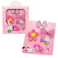 Set de 8 Ganchitos Kawaii Niñas Accesorio de Cabello S47 Rosa-Nube