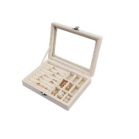 Caja Cofre Joyero Portátil Multiusos para Joyas Pulseras y Aretes Color Beige