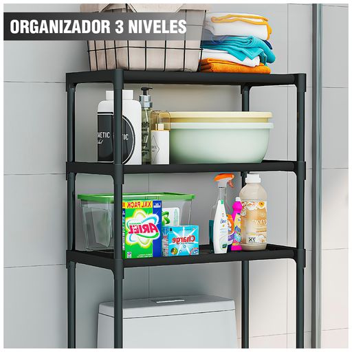 Ripley - ESTANTE ORGANIZADOR DE BAÑO 3 NIVELES REPISAS NEGRO