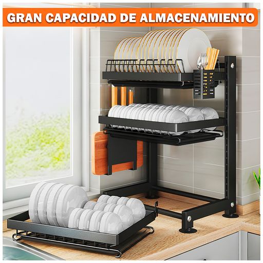 Organizador Escurridor Cubiertos Desmontable Drenaje 3 Nivel