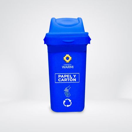 Tacho Modelo Ecoplast Vaivén WARMI 55L Azul Papel y Cartón