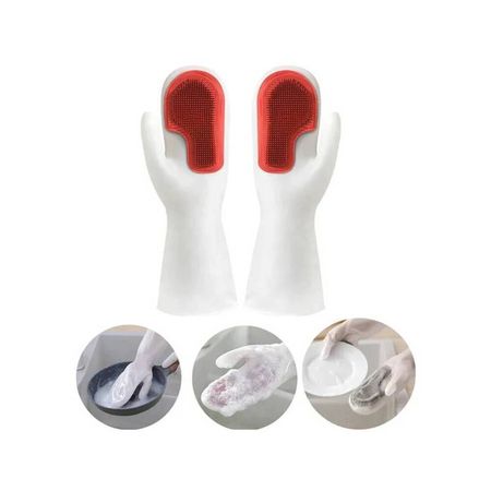 Guantes para Lavar Platos de Silicona Resistentes al Calor Cepillo