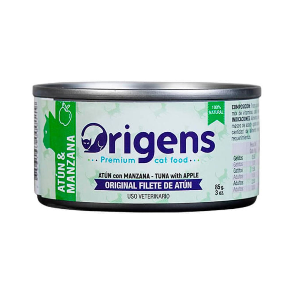 Comida húmeda para gatos Origens Lata Filete de Atún & Manzana 85 gr