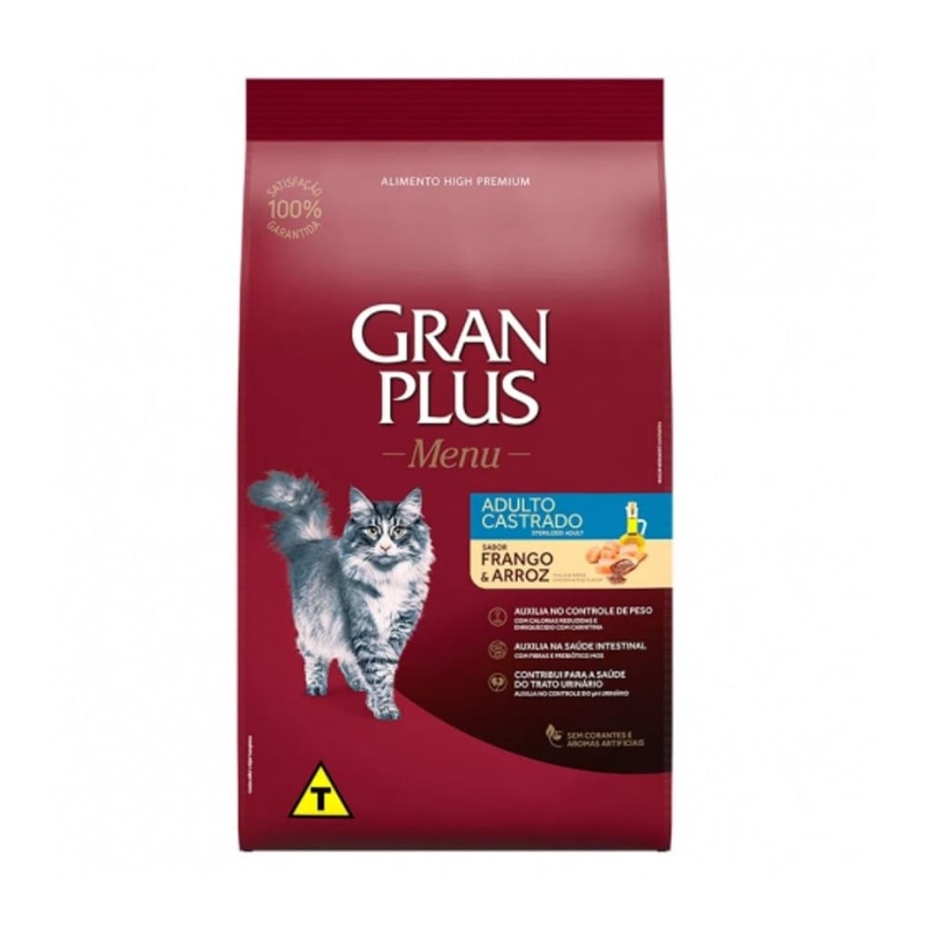Alimento para gatos Gran plus castrados adultos pollo y arroz 10 kg