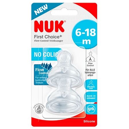 Tetina Nuk de Silicona First Choice Control de Flujo Y de 6 a 18 Meses x2 351072132900