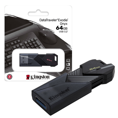 USB Kingston 64GB Retractil Onyx