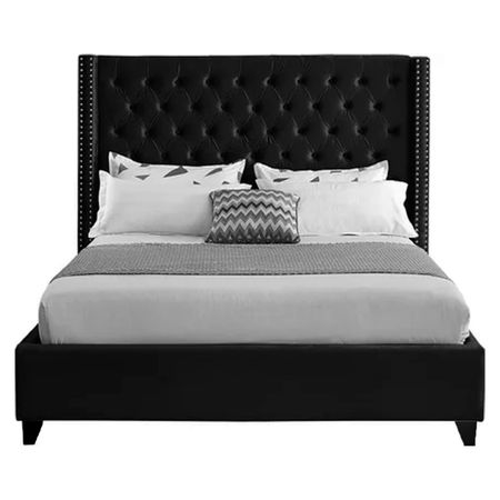 Cama Tapizada Capitoné LeMueble 2 plazas Negro