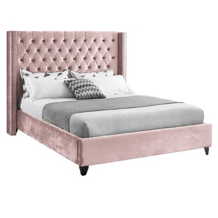 Cama Tapizada Capitoné LeMueble 2 plazas Palo Rosa