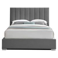 Cama Tapizada Listón LeMueble 2 Plz Plomo Oscuro