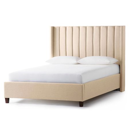 Cama Tapizada Listón LeMueble 2 plazas Beige