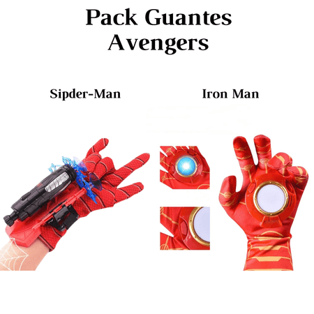 Pack Guantes Avengers Spider-Man Iron-Man
