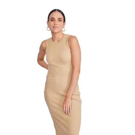 Vestido Largo Rib Finding Magnolia Beige ML