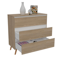 Cómoda Bennet 3 Cojones Rovere y Blanco Muebles Bonno