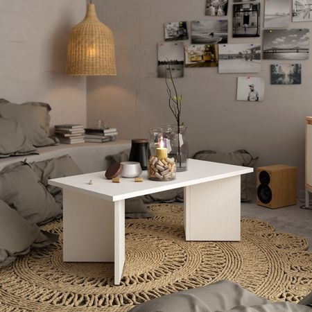 Mesa de Centro Minimalista Loami Blanco R&R Muebles