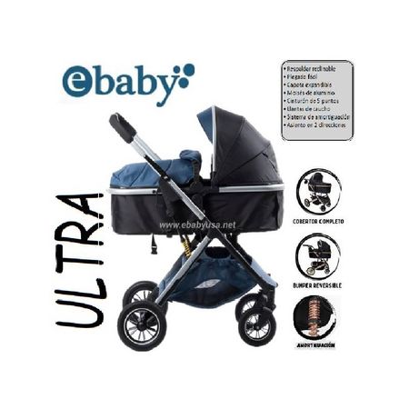 Coche Cuna Moisés de Lujo Ebaby Ultra Infinitive Azul