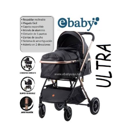 Coche Cuna Moisés de Lujo Ebaby Ultra Infinitive Negro