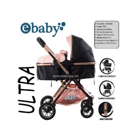 Coche Cuna Moisés de Lujo Ebaby Ultra Infinitive Rosado