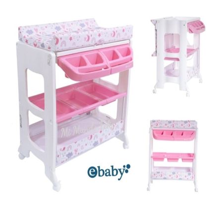 Bañera para Bebe con Cambiador Acolchado Ebaby Rosa