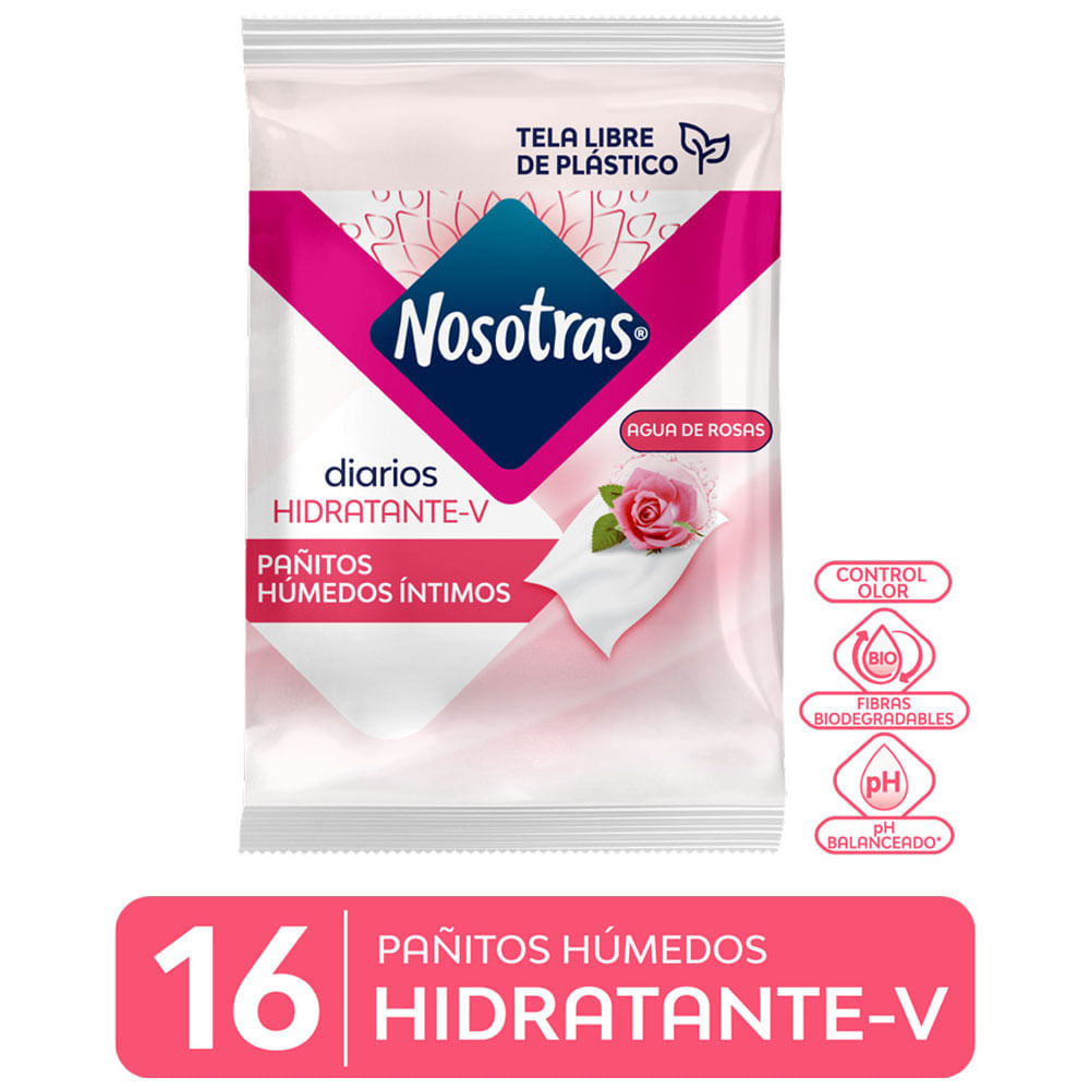 Pañitos NOSOTRAS Agua de Rosas Paquete 16un