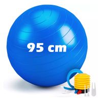 Pelota Yoga 95 cm con Inflador Genérico Azul