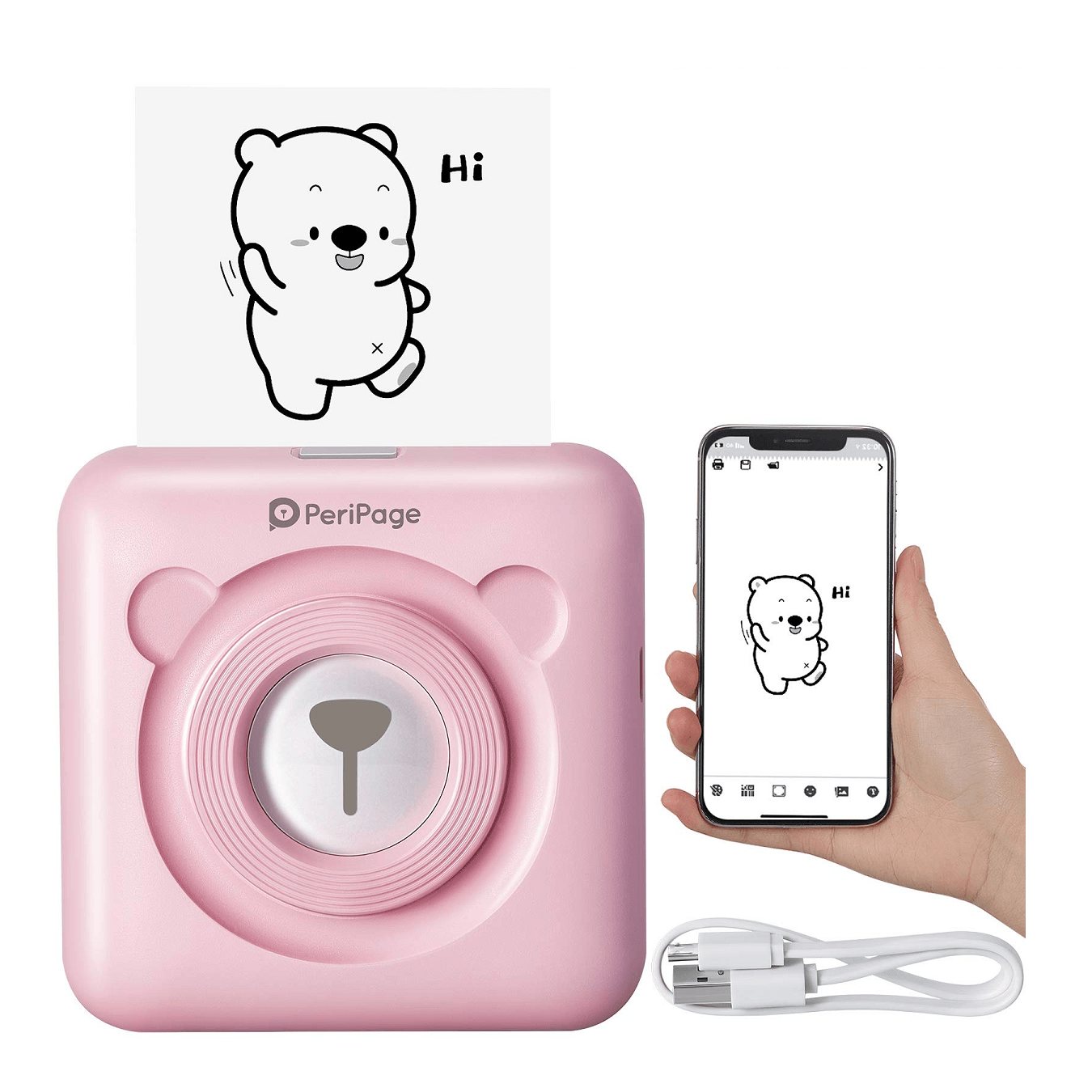 Impresora portátil térmica peripage bluetooth 57mm color rosado