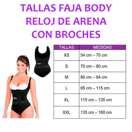 Faja Body Reloj de Arena con Broches Reduce Medidas Talla XXL