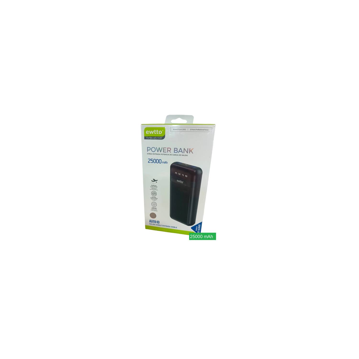 Batería externa Izuum MP32 10000 mAh, 12W, 2 usb + 1 tipo c, negro