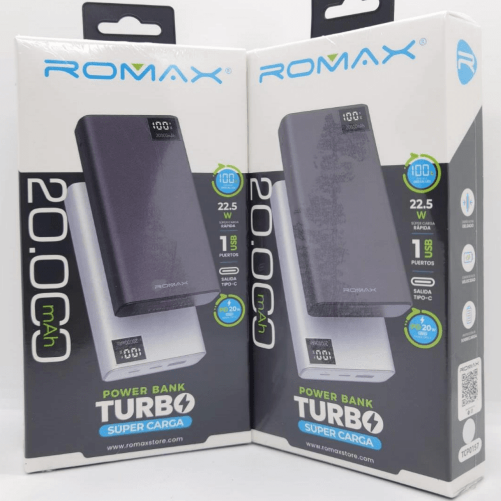 Batería Externa Romax Power Bank 20000 Mah Negro