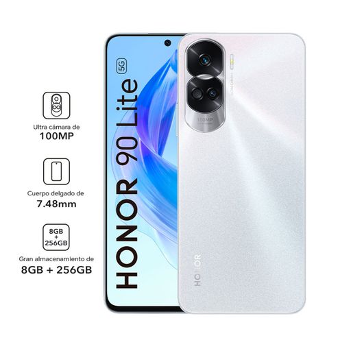 Celular 5G Honor 90 Lite Plateado 256GB, 256GB