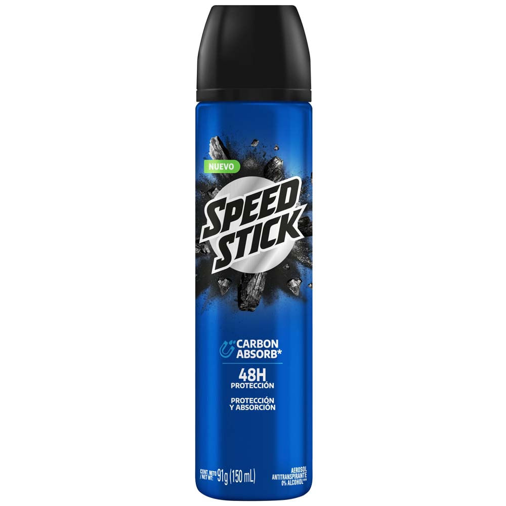 Desodorante para Hombre en Aerosol SPEED STICK Carbón Absorb Frasco 91g