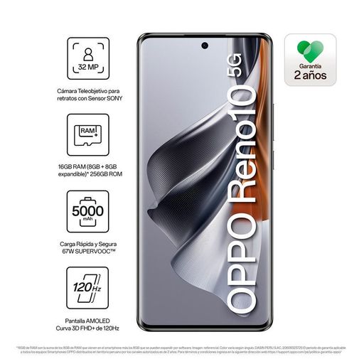 Celular Oppo Reno 10 6.7 8GB RAM 256GB Gris