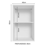 Alacena de Cocina Abierta 40 cm 2 Nichos - Blanco