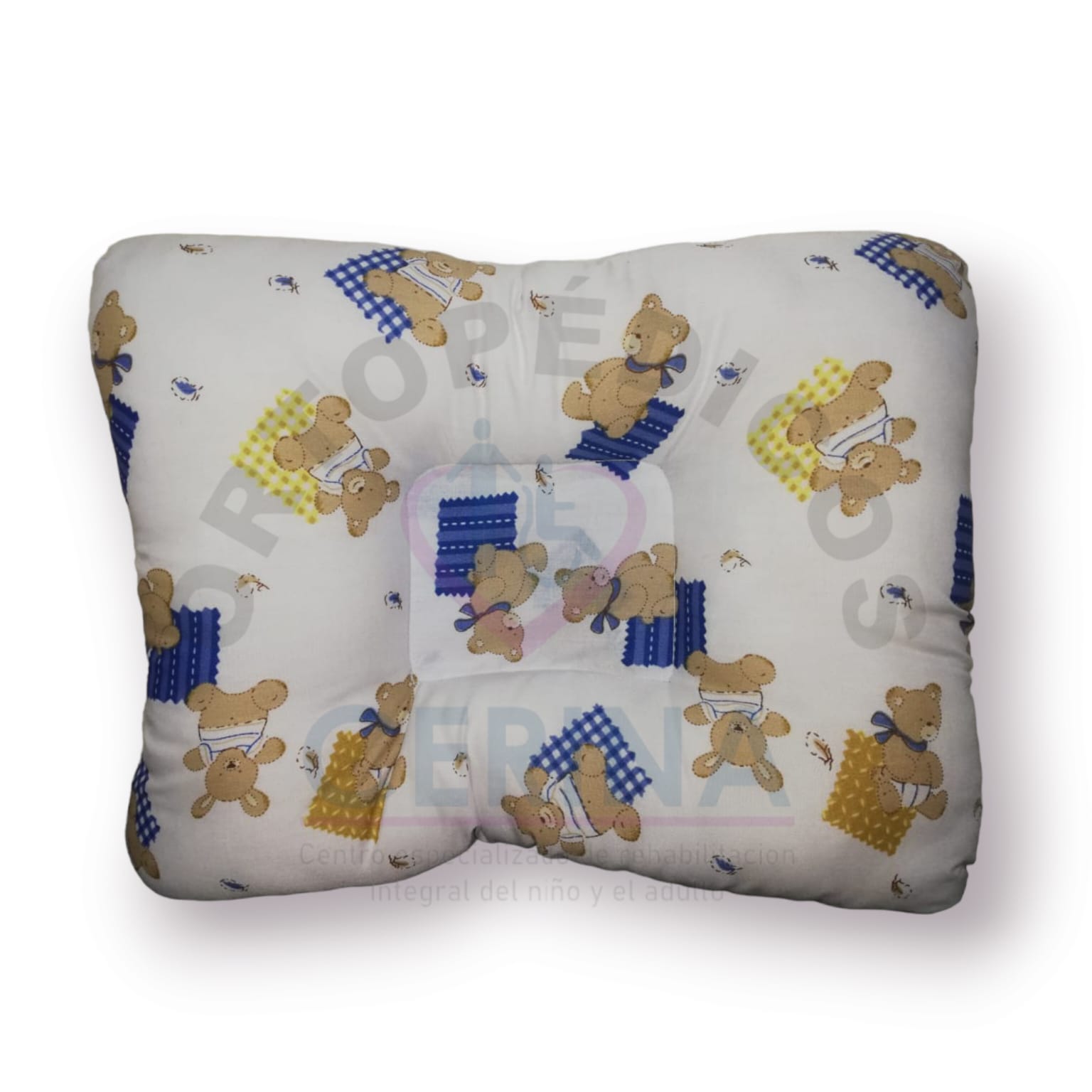 Almohada para Bebé Anticabeza Plana Diseño Osito Azul