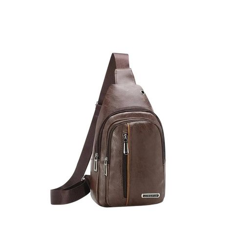 Mochila Morral Hombre Cuero Pechera Bandolera de Accesorios Marron GENERICO