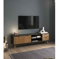Mueble de TV 2 cajones 2 puertas Maga color Duna/Negro TU MESITA