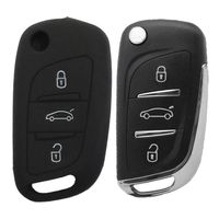 Cobertor de Llave Flip en Silicona color negro 03 Botones para Citroën