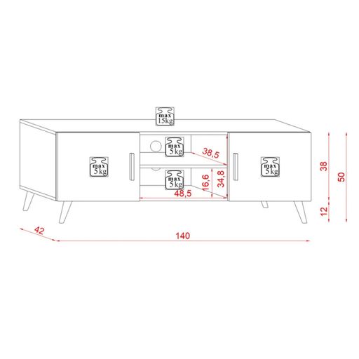 Mesa de TV Moderno Clara Color Blanco 180 cm R&R MUEBLES GENERICO